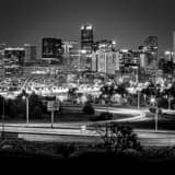 Denver Skyline Black and White Square Denver Skyline black and white