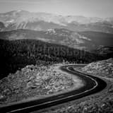 Hairpin Turn Mt Evans Road Black and White Square Hairpin Turn Mt Evans Road black and white