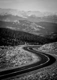 Hairpin Turn Mt Evans Road Black and White Vertical Hairpin Turn Mt Evans Road black and white