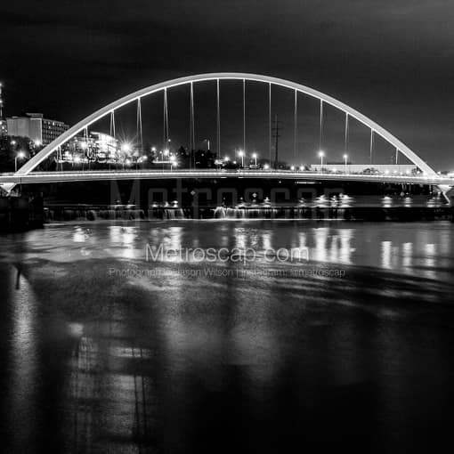 Matte Black MDF Framed Black and White Des Moines Photograph: The Neil Smith Bridge over the Des Moines River in a Square Matte Black MDF Frame