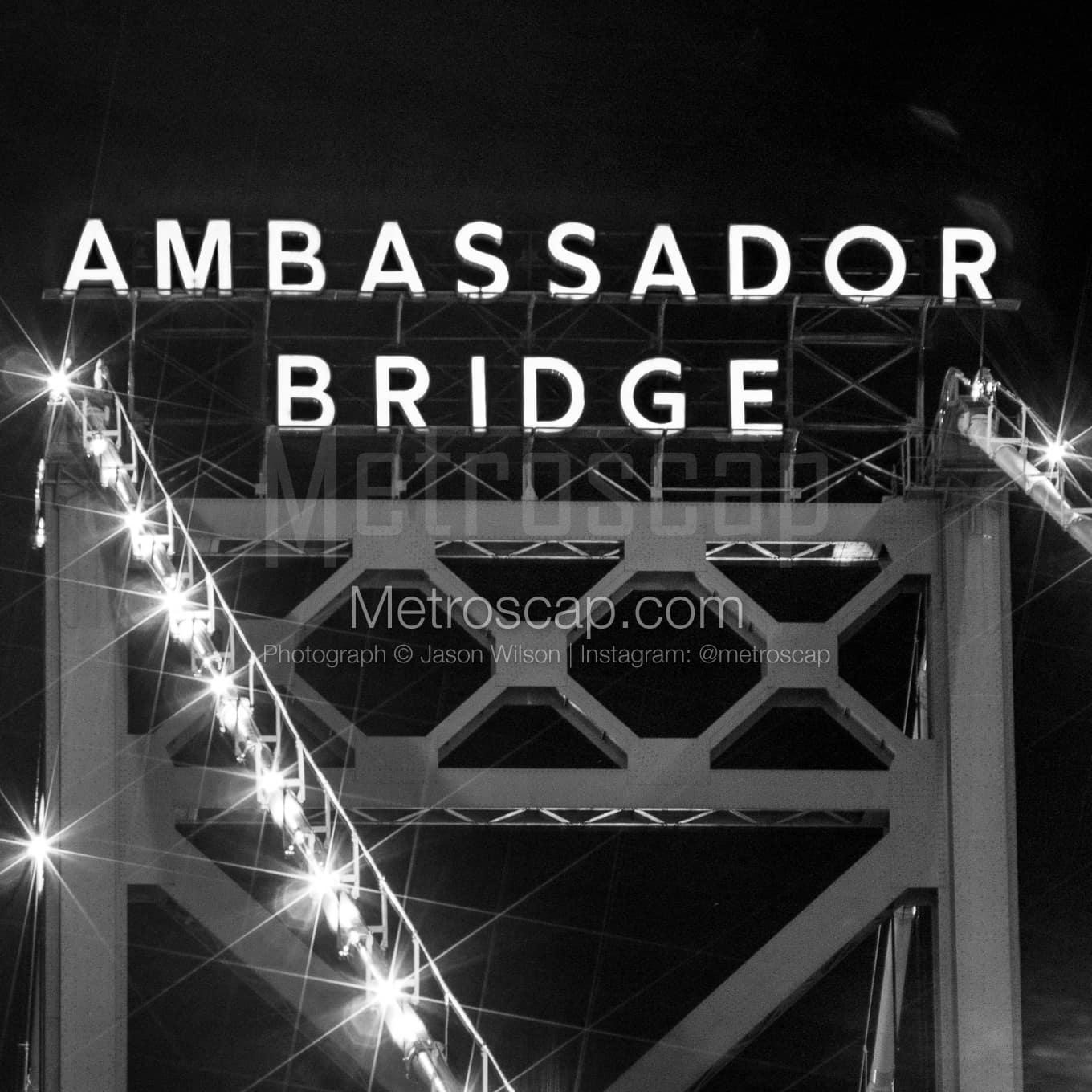 The Ambassador Bridge black and white Pictures The Ambassador Bridge black and white Pictures square crop