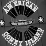American Coney Island Sign Black and White Square American Coney Island Sign black and white