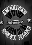 American Coney Island Sign Black and White Vertical American Coney Island Sign black and white