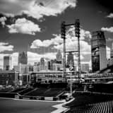 Comerica Park Detroit Skyline Black and White Square Comerica Park Detroit Skyline black and white