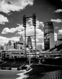 Comerica Park Detroit Skyline Black and White Vertical Comerica Park Detroit Skyline black and white