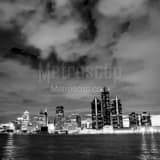 Detroit Michigan Skyline Windsor Ontario Canada Black and White Square Detroit Michigan Skyline Windsor Ontario Canada black and white