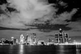 Detroit Skyline From Windsor Ontario Black and White Horizontal Detroit Skyline From Windsor Ontario black and white