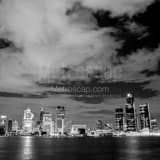 Detroit Skyline From Windsor Ontario Black and White Square Detroit Skyline From Windsor Ontario black and white