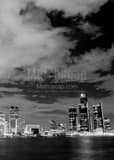 Detroit Skyline From Windsor Ontario Black and White Vertical Detroit Skyline From Windsor Ontario black and white