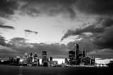 Downtown Detroit Skyline Black and White Horizontal Downtown Detroit Skyline black and white