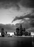 Downtown Detroit Skyline Black and White Vertical Downtown Detroit Skyline black and white