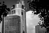 Gm Tower Downtown Detroit Black and White Horizontal Gm Tower Downtown Detroit black and white