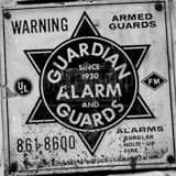 Guardian Alarm Sign Black and White Square Guardian Alarm Sign black and white