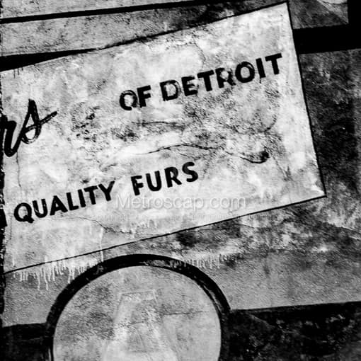 Matte Black MDF Framed Black and White Detroit Photograph: Quality Detroit Furs in a Square Matte Black MDF Frame