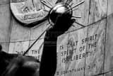 Scripture On Spirit Of Detroit Statue Black and White Horizontal Scripture On Spirit Of Detroit Statue black and white