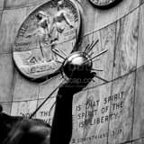 Scripture On Spirit Of Detroit Statue Black and White Square Scripture On Spirit Of Detroit Statue black and white