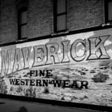 Maverick Fine Western Wear Mural Black and White Square Maverick Fine Western Wear Mural black and white