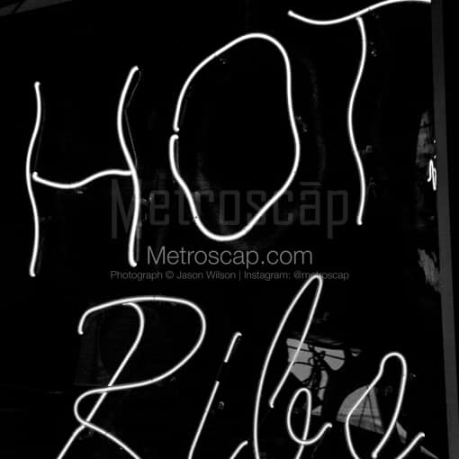 Matte Black MDF Framed Black and White Fort Worth Photograph: Riscky's Hot Ribs in a Square Matte Black MDF Frame