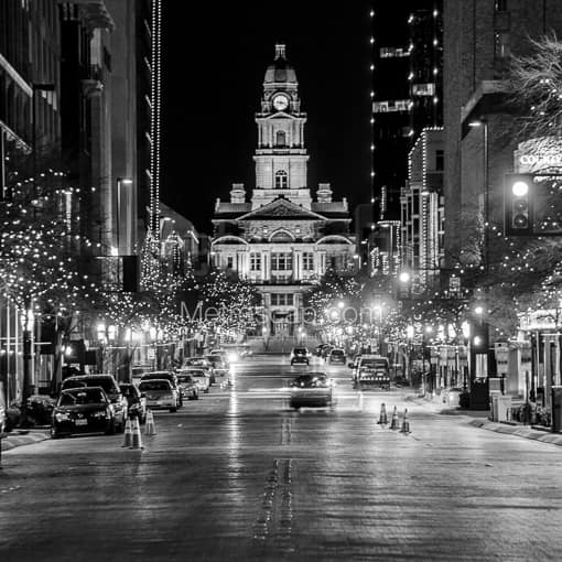 Matte Black MDF Framed Black and White Fort Worth Photograph: The Tarrant County Courthouse in a Square Matte Black MDF Frame