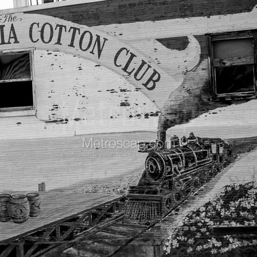 Matte Black MDF Framed Black and White Galveston Photograph: The Magnolia Cotton Club Mural in a Square Matte Black MDF Frame