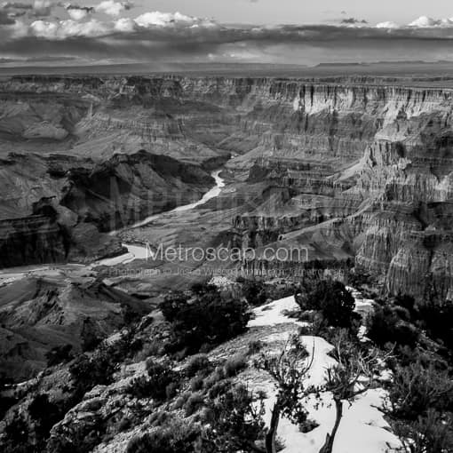 Matte Black MDF Framed Black and White Grand Canyon Photograph: The Colorado River in the Grand Canyon in a Square Matte Black MDF Frame