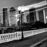 Downtown Houston At Dusk Black and White Square Downtown Houston At Dusk black and white