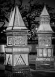 Heritage Lanterns At Root Square Black and White Vertical Heritage Lanterns At Root Square black and white