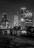Houston Skyline Black and White Vertical Houston Skyline black and white