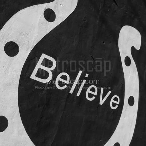 Matte Black MDF Framed Black and White Indianapolis Photograph: Indianapolis Colts Believe Mural in a Square Matte Black MDF Frame