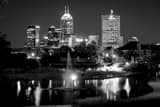 Indy Skyline Canal Walk Black and White Horizontal Indy Skyline Canal Walk black and white