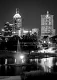 Indy Skyline Canal Walk Black and White Vertical Indy Skyline Canal Walk black and white