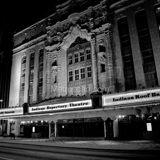 Matte Black MDF Framed Black and White Indianapolis Photograph: The Publix Theatre in a Square Matte Black MDF Frame
