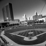 Victory Field Indy Skyline Black and White Square Victory Field Indy Skyline black and white