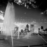Jacksonville City Skyline Friendship Fountain Black and White Square Jacksonville City Skyline Friendship Fountain black and white