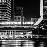 Jacksonville Landing Night Black and White Square Jacksonville Landing Night black and white