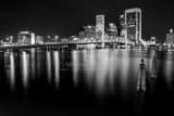Jacksonville Skyline St Johns River Banks Black and White Horizontal Jacksonville Skyline St Johns River Banks black and white