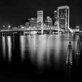 Jacksonville Skyline St Johns River Banks Black and White Square Jacksonville Skyline St Johns River Banks black and white