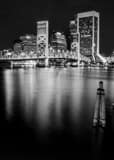 Jacksonville Skyline St Johns River Banks Black and White Vertical Jacksonville Skyline St Johns River Banks black and white