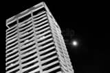 Riverplace Building Full Moon Black and White Horizontal Riverplace Building Full Moon black and white