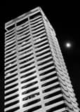 Riverplace Building Full Moon Black and White Vertical Riverplace Building Full Moon black and white
