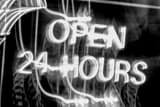 Open 24 Hours Sign Black and White Horizontal Open 24 Hours Sign black and white