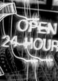 Open 24 Hours Sign Black and White Vertical Open 24 Hours Sign black and white