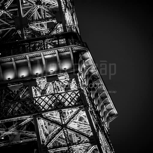 Matte Black MDF Framed Black and White Las Vegas Photograph: The Las Vegas Eiffle Tower at the Paris Hotel and Casino in a Square Matte Black MDF Frame