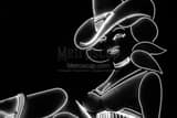Vegas Vickie Neon Cowgirl Fremont Street Black and White Horizontal Vegas Vickie Neon Cowgirl Fremont Street black and white