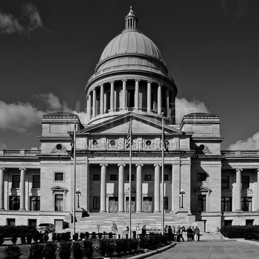 Matte Black MDF Framed Black and White Little Rock Photograph: The Arkansas State Capitol Building in a Square Matte Black MDF Frame