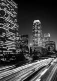 110 Harbor Freeway Downtown Los Angeles Skyline Black and White Vertical 110 Harbor Freeway Downtown Los Angeles Skyline black and white