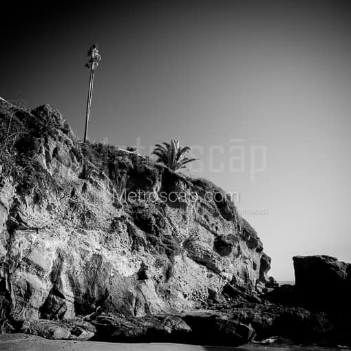 Matte Black MDF Framed Black and White Los Angeles Photograph: The Laguna Beach Skyline in a Square Matte Black MDF Frame