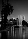 Los Angeles Skyline Echo Park Black and White Vertical Los Angeles Skyline Echo Park black and white