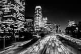 Los Angeles Skyline Harbor Freeway Black and White Horizontal Los Angeles Skyline Harbor Freeway black and white
