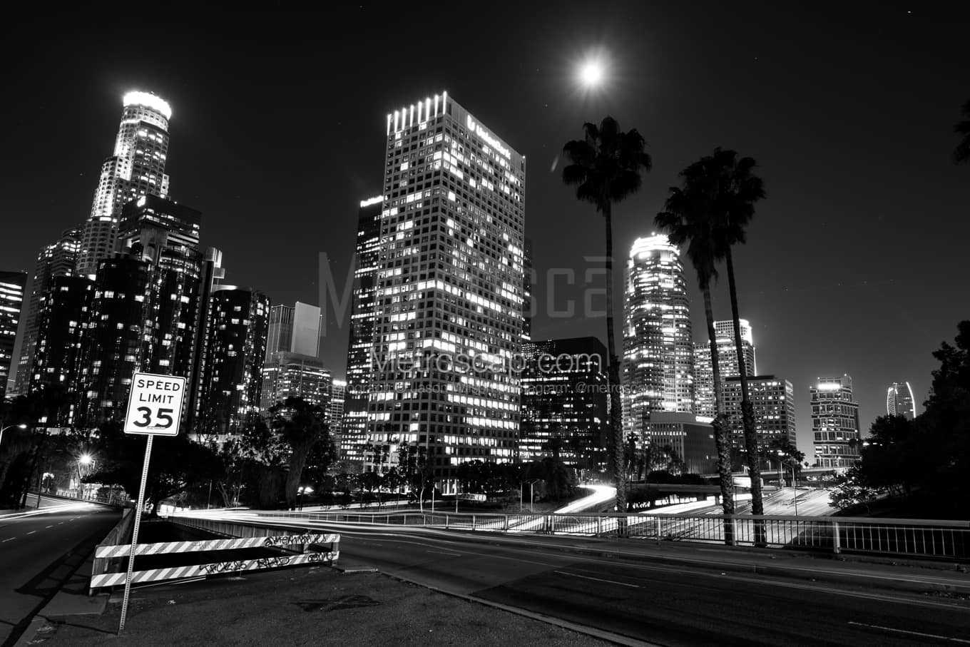 The Los Angeles Skyline from West Fourth Street black and white Pictures